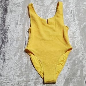 Topshop Neon Crinckle Notch Swimsuit
